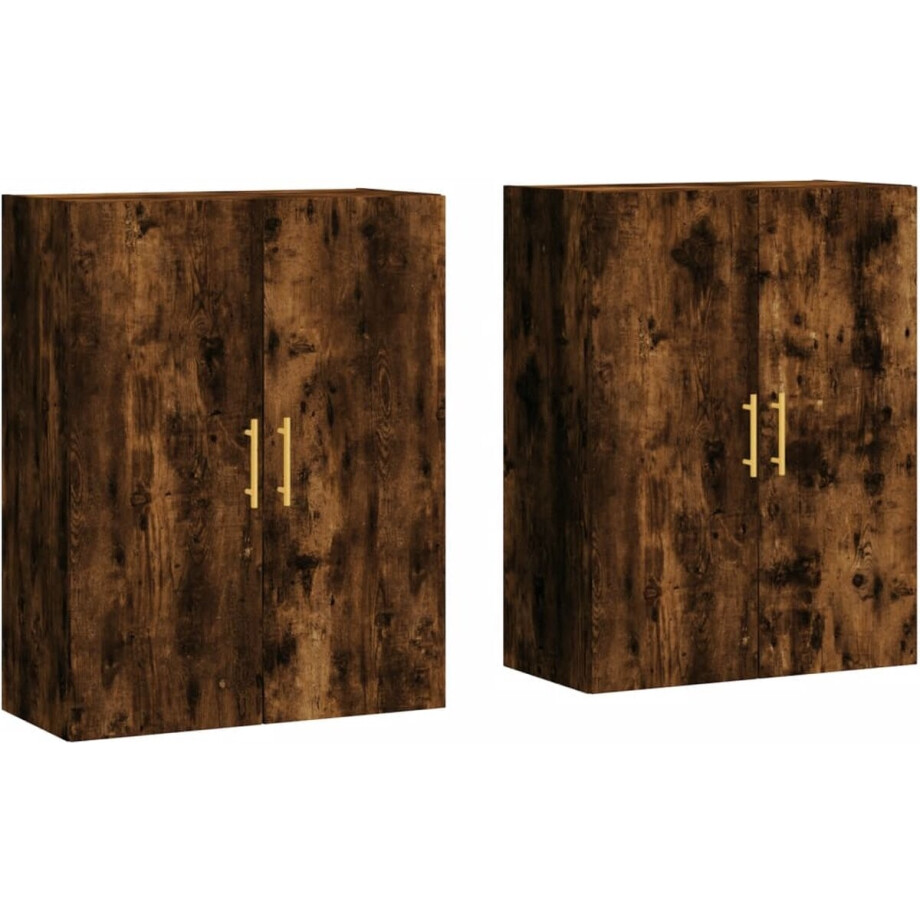 vidaXL - Hangkasten - 2 - st - 69,5x34x90 - cm - gerookt - eikenkleurig afbeelding 1