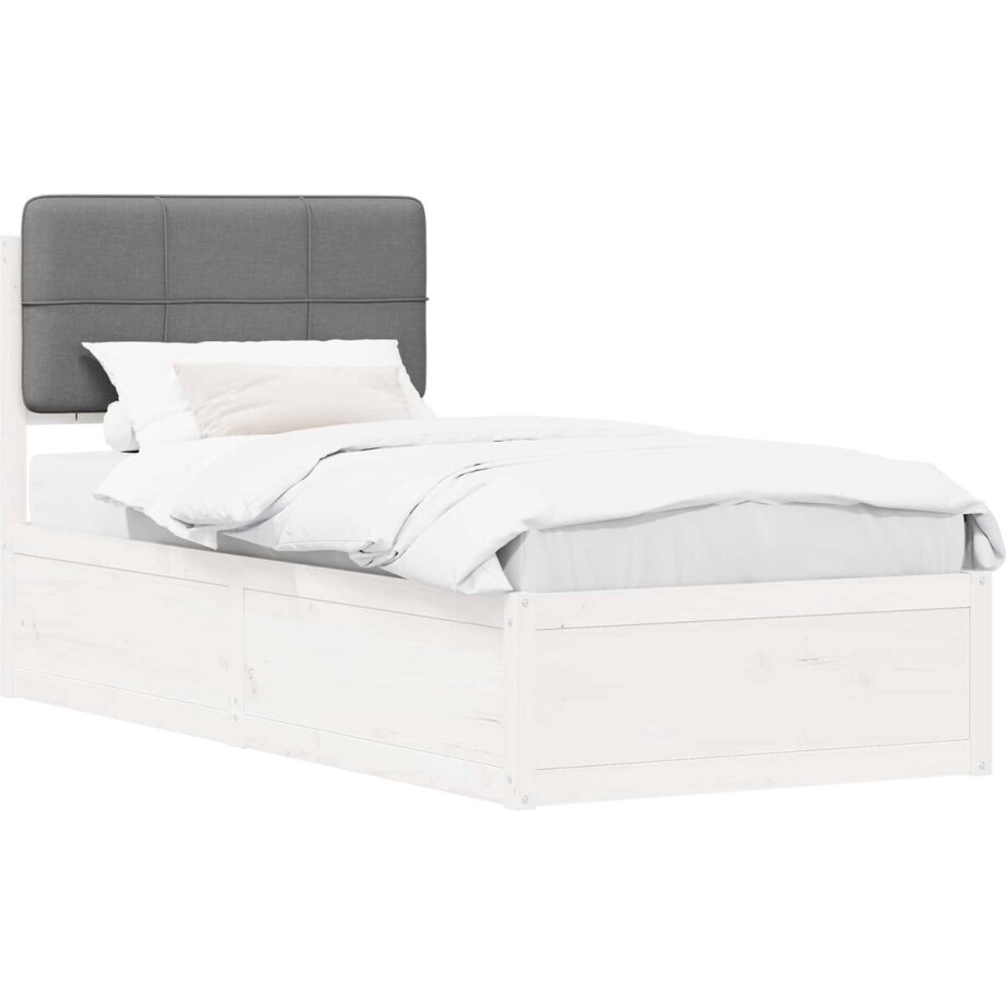 vidaXL - Bedframe - met - Gevoerde - Hoofdbord - Lichtgrijs - 75 - x - 190 - cm afbeelding 1