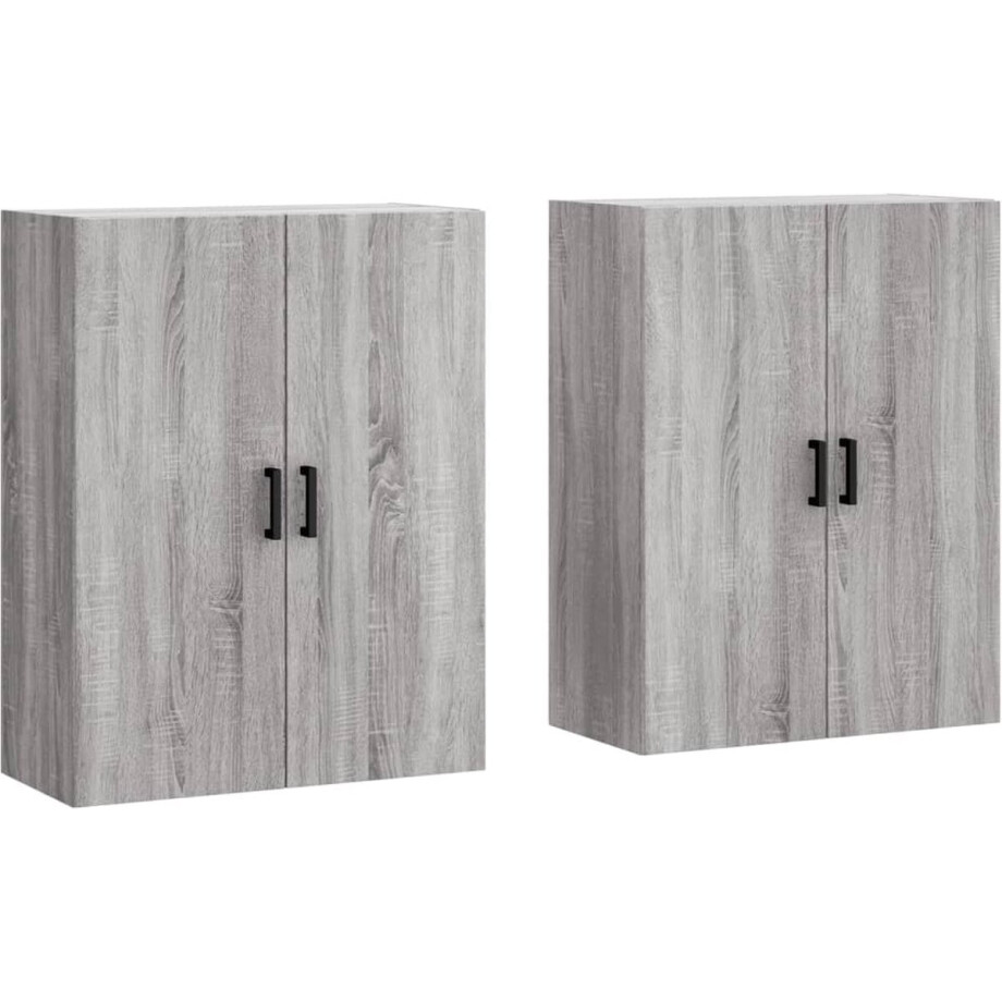 vidaXL - Hangkasten - 2 - st - 69,5x34x90 - cm - grijs - sonoma - eikenkleurig afbeelding 1