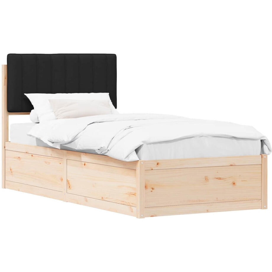 vidaXL - Bedframe - met - Gevoerde - Hoofdbord - Zwart - 90 - x - 190 - cm vidaXL - Bedframe - met - Gevoerde - Hoofdbord - Zwart - 90 - x - 190 - cm afbeelding 1