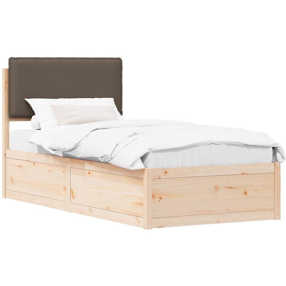 vidaXL - Bedframe - met - Gevoerde - Hoofdbord - Taupe - 100 - x - 200 - cm vidaXL - Bedframe - met - Gevoerde - Hoofdbord - Taupe - 100 - x - 200 - cm afbeelding 1