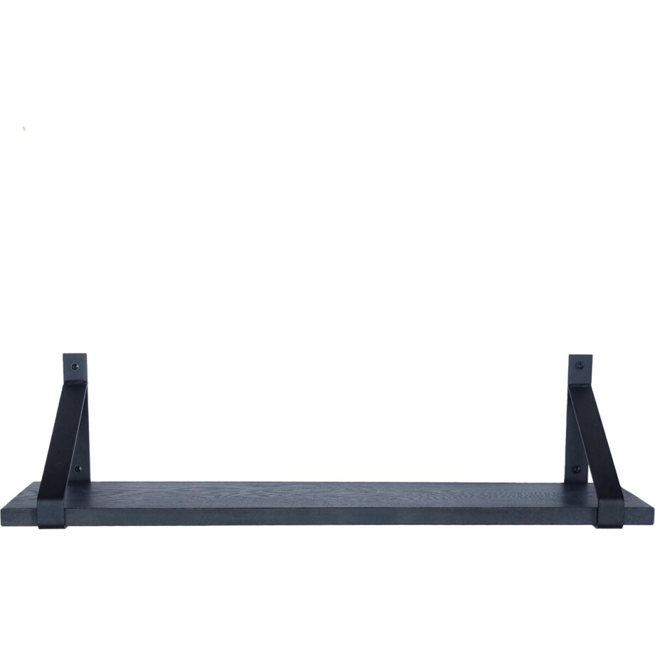 GoudmetHout - Massief eiken wandplank - 180 x 20 cm - Zwart Eiken - Inclusief industriële plankdragers MAT ZWART - lange boekenplank GoudmetHout - Massief eiken wandplank - 180 x 20 cm - Zwart Eiken - Inclusief industriële plankdragers MAT ZWART - lange boekenplank afbeelding 1