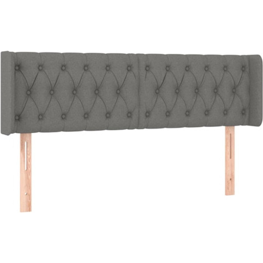 vidaXL - Hoofdbord - met - randen - 163x16x78/88 - cm - stof - donkergrijs afbeelding 1