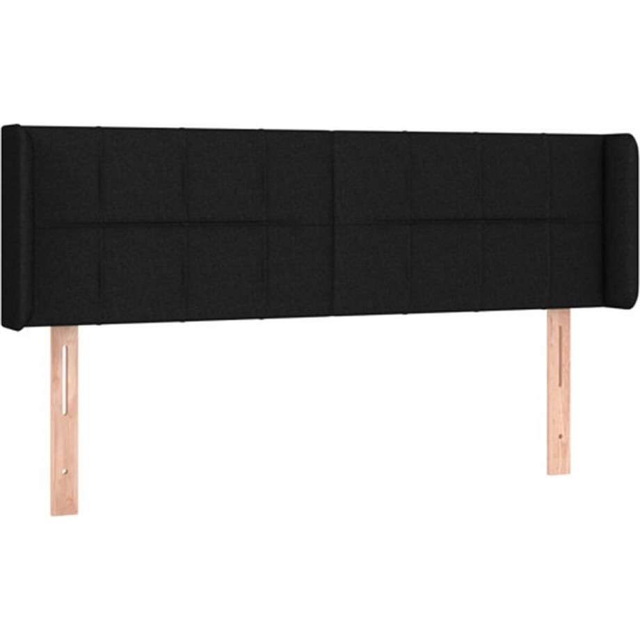 vidaXL - Hoofdbord - met - randen - 147x16x78/88 - cm - stof - zwart afbeelding 1