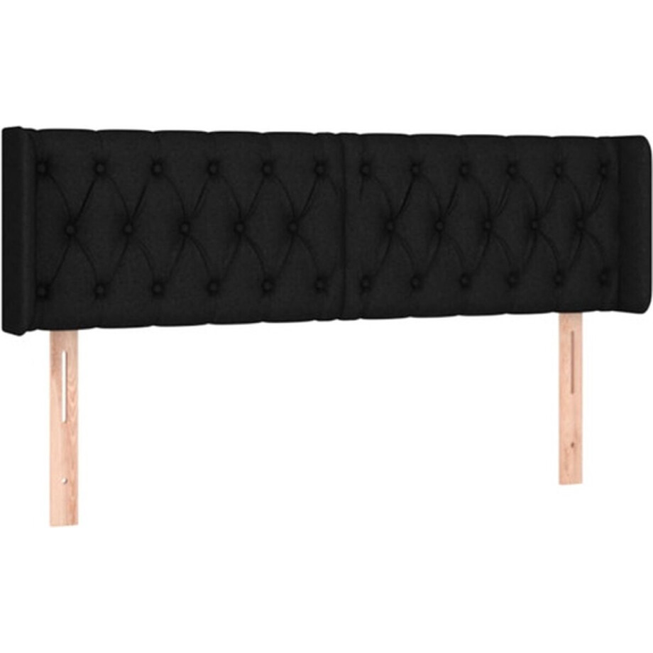 vidaXL - Hoofdbord - met - randen - 163x16x78/88 - cm - stof - zwart vidaXL - Hoofdbord - met - randen - 163x16x78/88 - cm - stof - zwart afbeelding 1