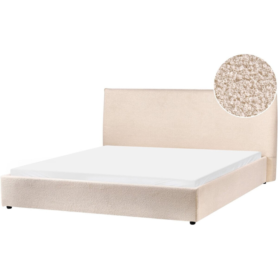 BELIANI LAVAUR - Tweepersoonsbed - Beige - 180 x 200 cm - Bouclé BELIANI LAVAUR - Tweepersoonsbed - Beige - 180 x 200 cm - Bouclé afbeelding 1