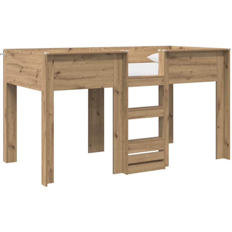 vidaXL - Stapeld - bed - voor - kids - Artisan - Eiken - 100 - x - 200 - cm - Bewerkt - hout afbeelding 1