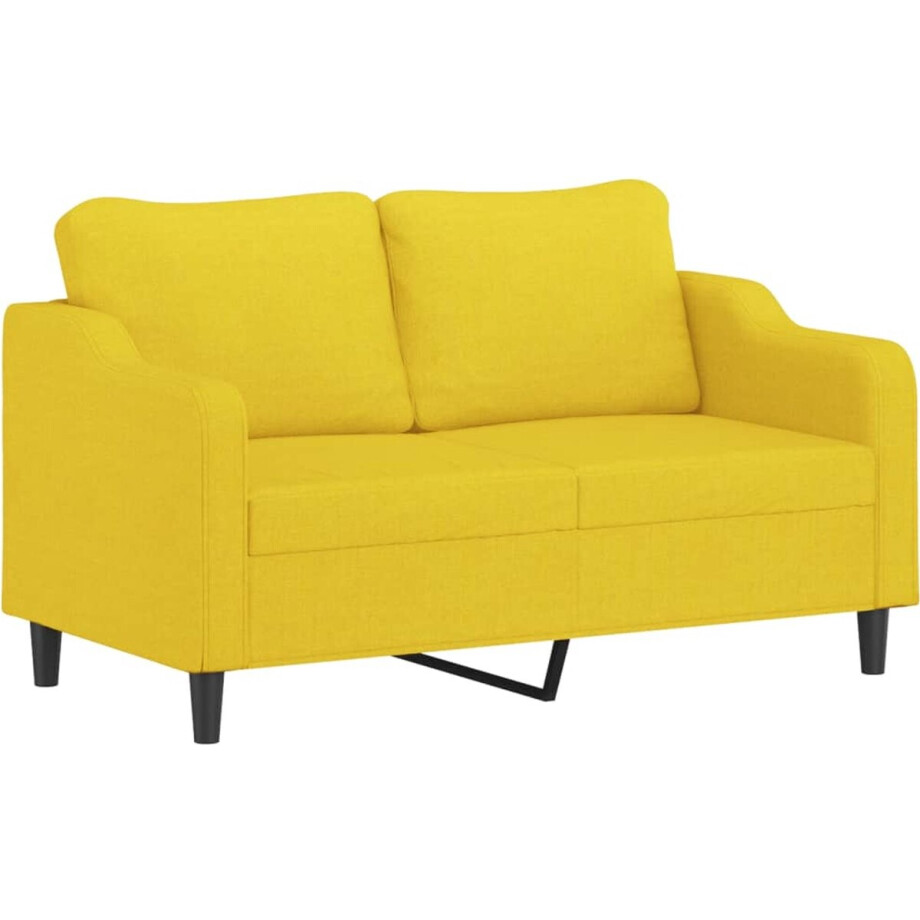 vidaXL - Tweezitsbank - 140 - cm - stof - lichtgeel vidaXL - Tweezitsbank - 140 - cm - stof - lichtgeel afbeelding 1