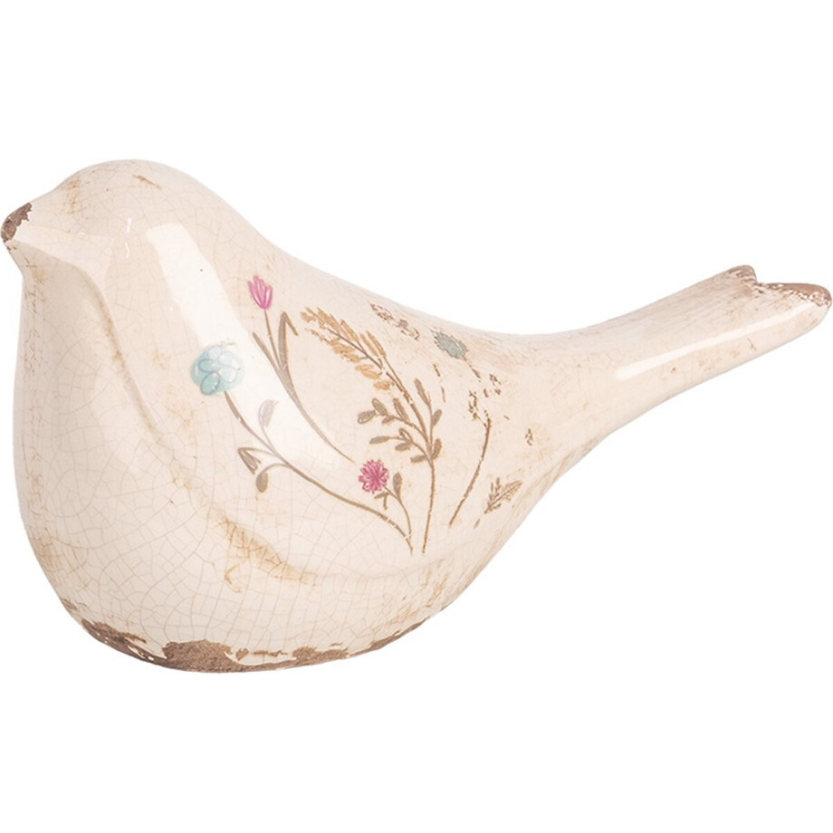 Clayre & Eef Decoratie Beeld Vogel 22x9x12 cm Beige Keramiek afbeelding 1