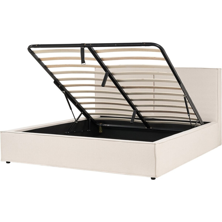 BELIANI MOISSAC - Bed - Beige - 180 x 200 cm - Polyester BELIANI MOISSAC - Bed - Beige - 180 x 200 cm - Polyester afbeelding 1