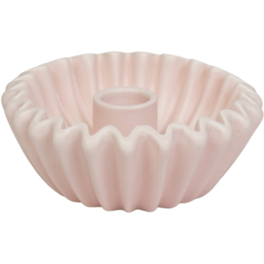 Housevitamin Plissé Kandelaar – Licht Roze – 12×12×4,5 cm – Keramiek – Waaier Kaarshouder – Koffiefilter Design afbeelding 1
