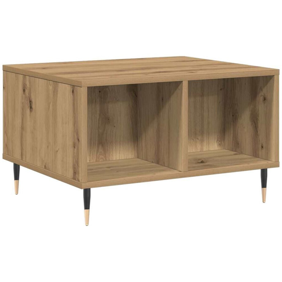 vidaXL - Salontafel - 60x50x36,5 - cm - bewerkt - hout - artisanaal - eikenkleur afbeelding 1