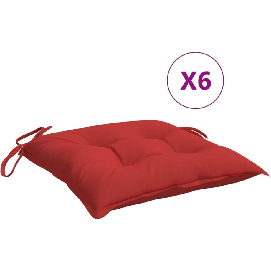 vidaXL - Palletkussens - 6 - st - 50x50x7 - cm - oxford - stof - rood afbeelding 1