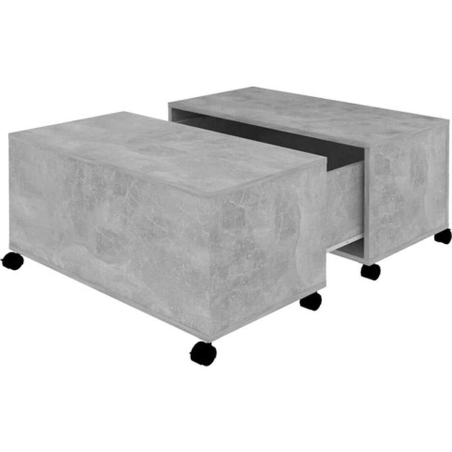 vidaXL - Salontafel - 75x75x38 - cm - bewerkt - hout - betongrijs afbeelding 1