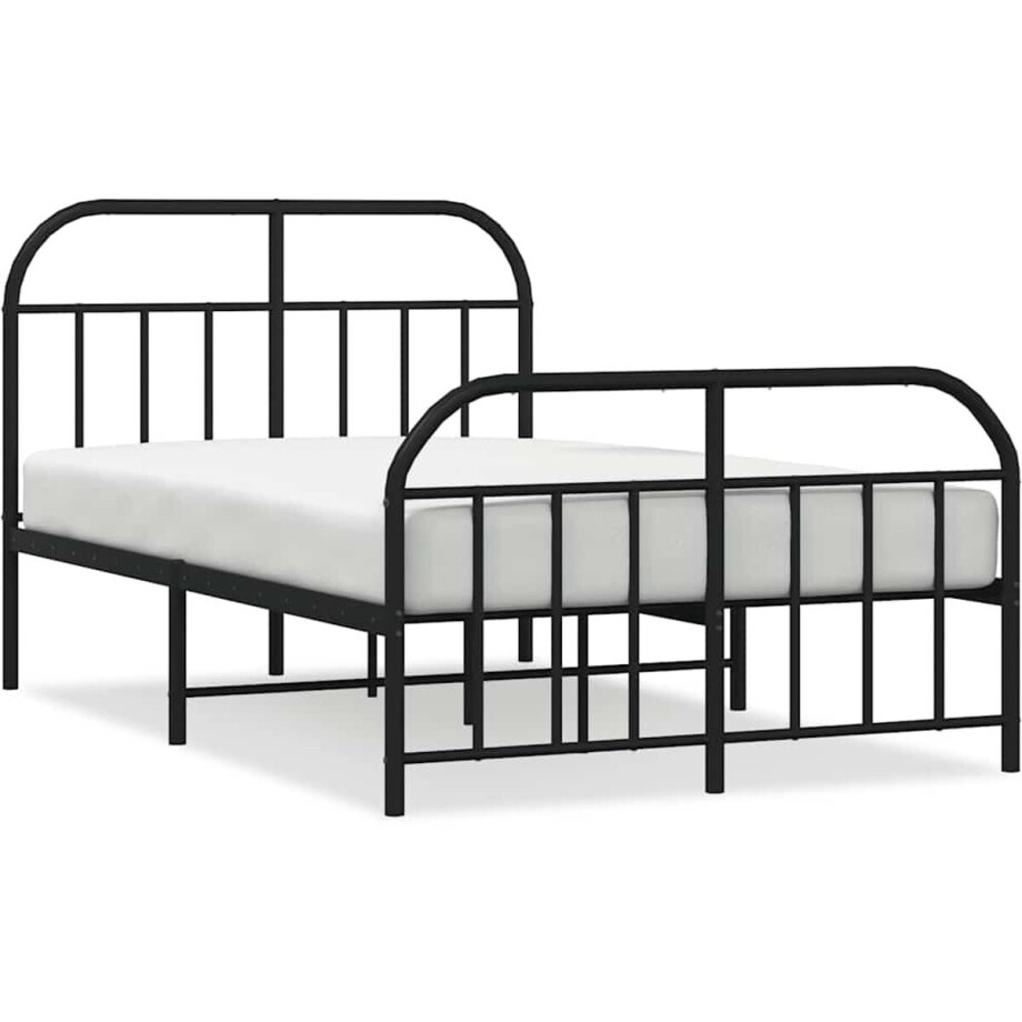 vidaXL - Bedframe - met - hoofd- - en - voeteneinde - metaal - zwart - 120x200 - cm afbeelding 1