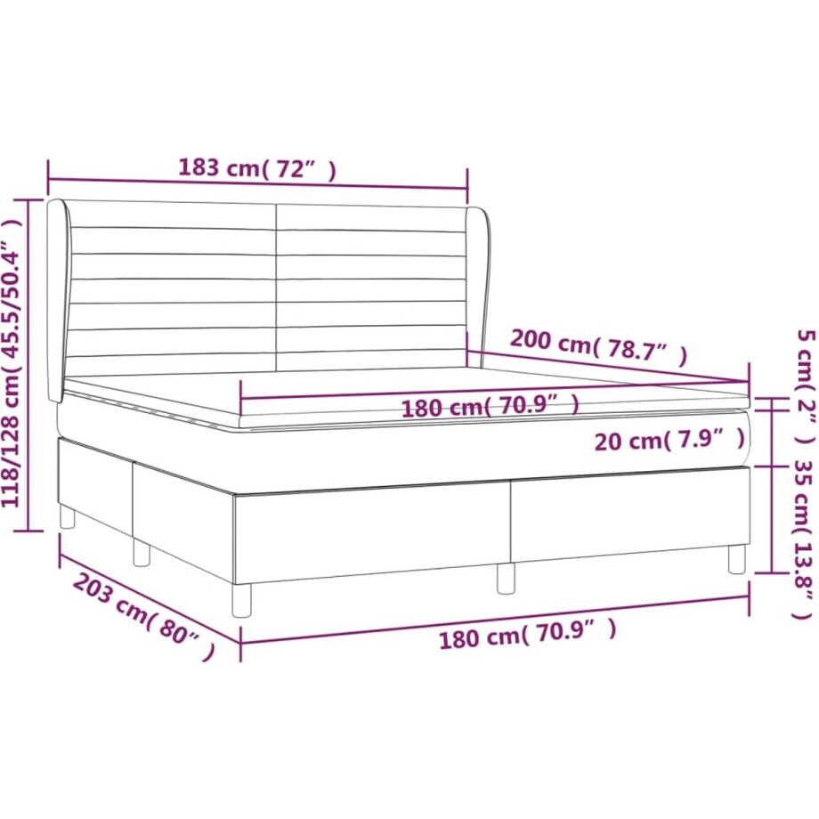 vidaXL - Boxspring - met - matras - stof - donkerbruin - 180x200 - cm vidaXL - Boxspring - met - matras - stof - donkerbruin - 180x200 - cm afbeelding 1