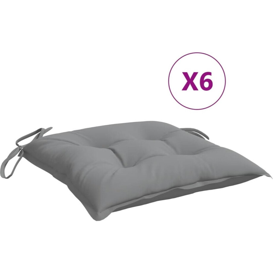 vidaXL - Stoelkussens - 6 - st - 50x50x7 - cm - oxford - stof - grijs afbeelding 1