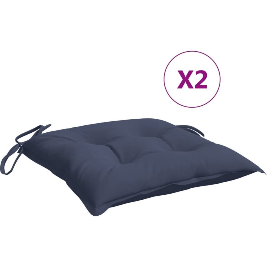 vidaXL - Stoelkussens - 2 - st - 50x50x7 - cm - oxford - stof - marineblauw vidaXL - Stoelkussens - 2 - st - 50x50x7 - cm - oxford - stof - marineblauw afbeelding 1