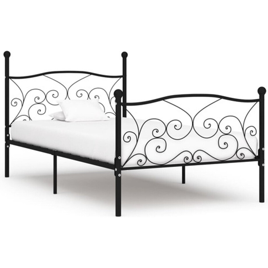 vidaXL - Bedframe - met - lattenbodem - metaal - zwart - 100x200 - cm afbeelding 1