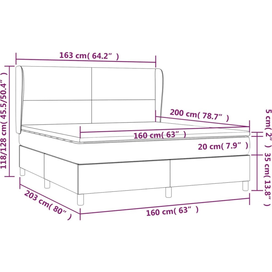 vidaXL - Boxspring - met - matras - stof - taupe - 160x200 - cm vidaXL - Boxspring - met - matras - stof - taupe - 160x200 - cm afbeelding 1