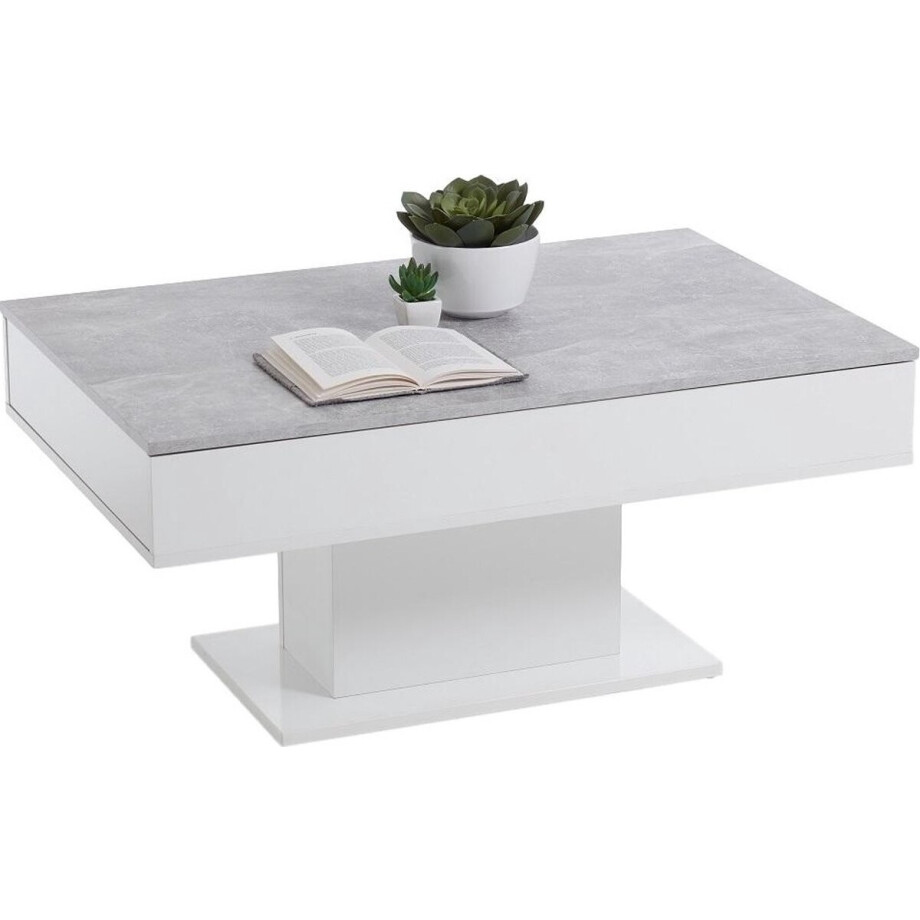 Salontafel Avola 100 cm breed in grijs beton met wit afbeelding 1