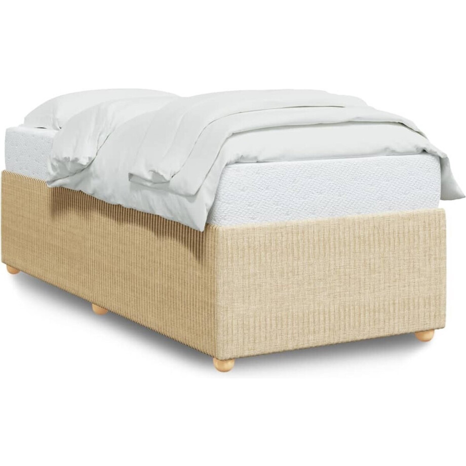 vidaXL - Bedframe - zonder - matras - 90x200 - cm - stof - crèmekleurig vidaXL - Bedframe - zonder - matras - 90x200 - cm - stof - crèmekleurig afbeelding 1