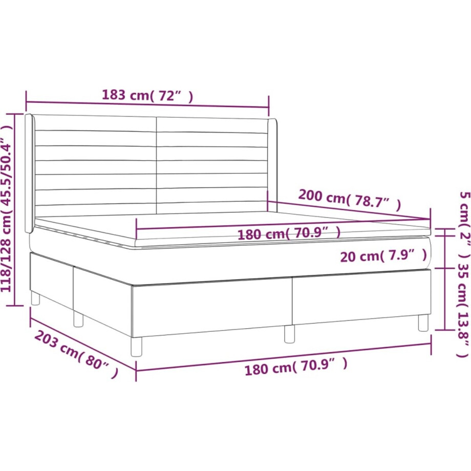vidaXL - Boxspring - met - matras - stof - lichtgrijs - 180x200 - cm afbeelding 1