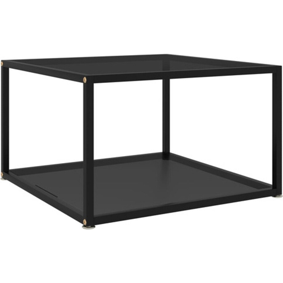 vidaXL - Salontafel - 60x60x35 - cm - gehard - glas - zwart afbeelding 1