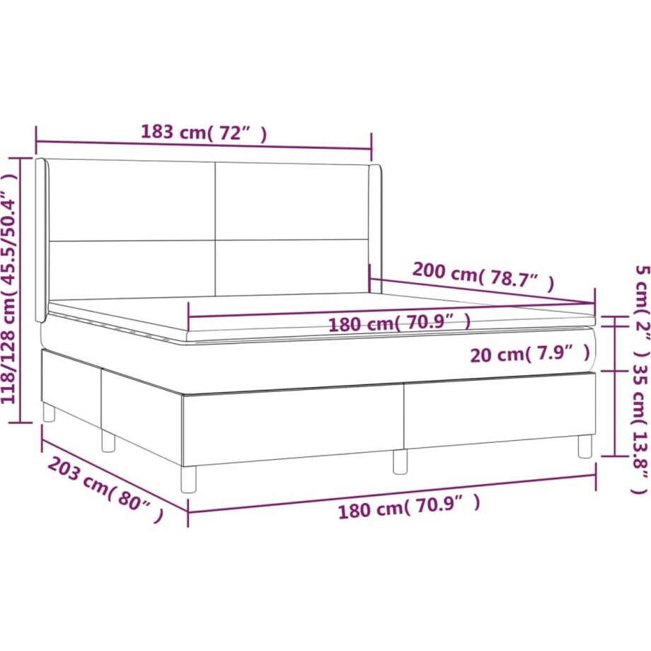 vidaXL - Boxspring - met - matras - stof - crèmekleurig - 180x200 - cm vidaXL - Boxspring - met - matras - stof - crèmekleurig - 180x200 - cm afbeelding 1