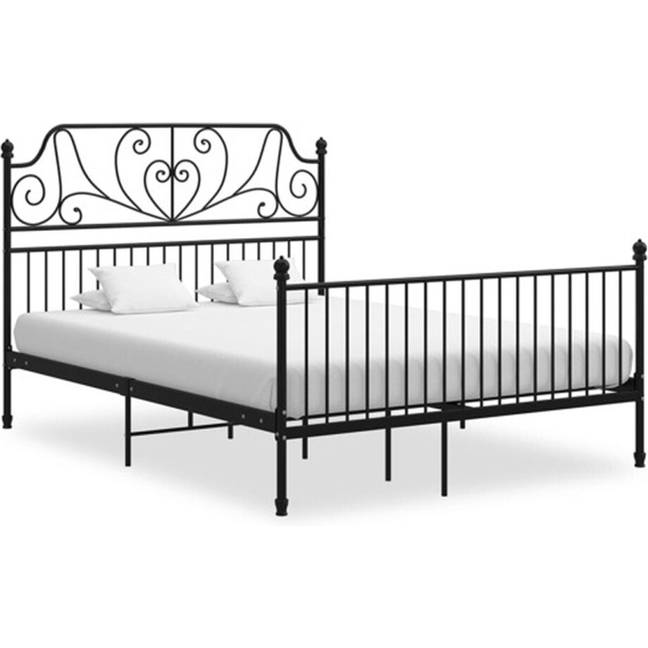 vidaXL - Bedframe - metaal - zwart - 160x200 - cm afbeelding 1