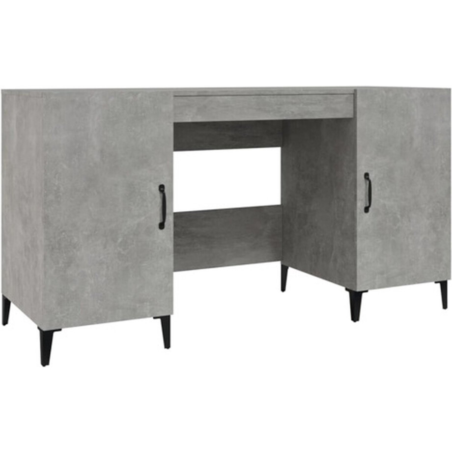 vidaXL - Bureau - 140x50x75 - cm - bewerkt - hout - betongrijs vidaXL - Bureau - 140x50x75 - cm - bewerkt - hout - betongrijs afbeelding 1