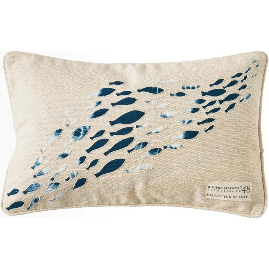 Riviera Maison StrombolI Fabul Fish Pillow Cover - Kussenhoes - 50x30 cm - Flax afbeelding 1