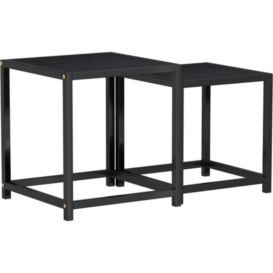 vidaXL - Salontafels - 2 - st - MDF - zwart vidaXL - Salontafels - 2 - st - MDF - zwart afbeelding 1