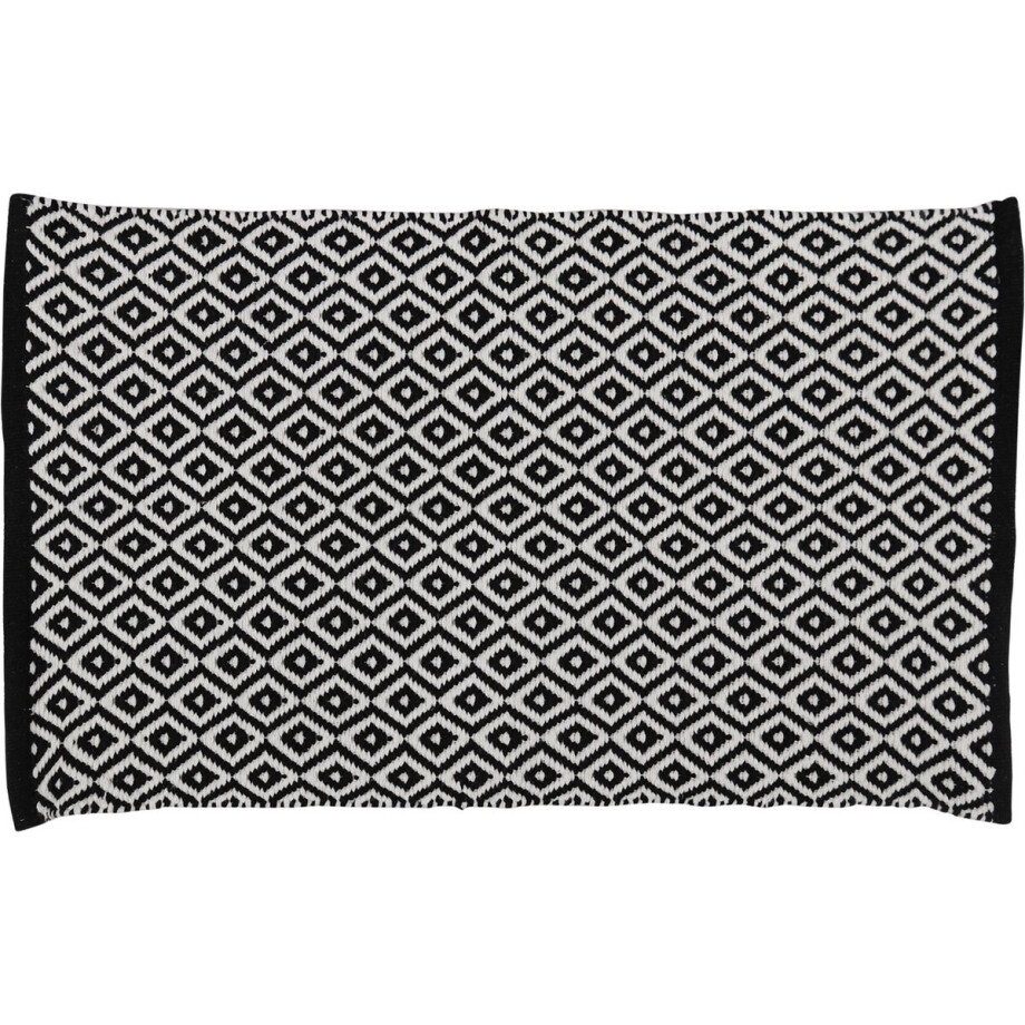 Differnz Wales Badmat 100% katoen zwart wit 50 x 80 cm Differnz Wales Badmat 100% katoen zwart wit 50 x 80 cm afbeelding 1