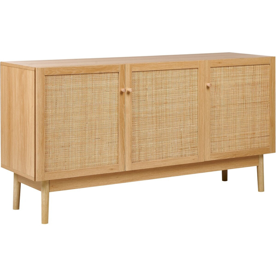 NIVO - Dressoir - Lichtbruin - 3 deuren - Hout/Rotan NIVO - Dressoir - Lichtbruin - 3 deuren - Hout/Rotan afbeelding 1