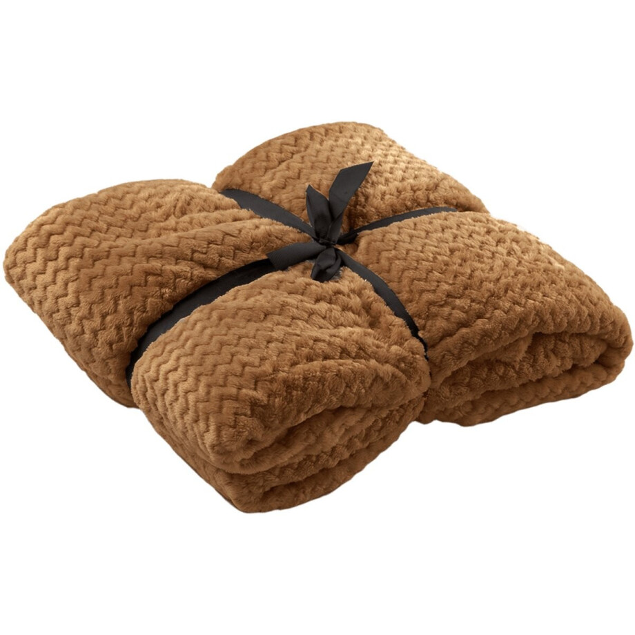 Dutch Decor - MARA - plaid 150x200 cm - superzachte deken - zigzagpatroon - Tobacco Brown - bruin Dutch Decor - MARA - plaid 150x200 cm - superzachte deken - zigzagpatroon - Tobacco Brown - bruin afbeelding 1