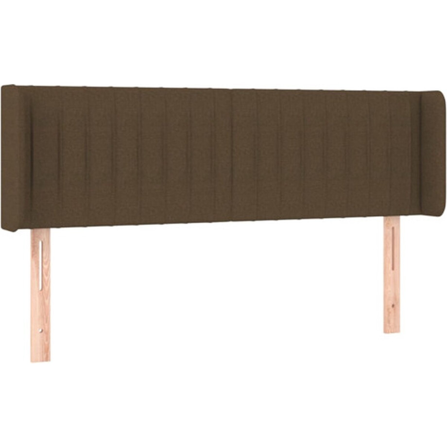 vidaXL - Hoofdbord - met - randen - 147x16x78/88 - cm - stof - donkerbruin vidaXL - Hoofdbord - met - randen - 147x16x78/88 - cm - stof - donkerbruin afbeelding 1