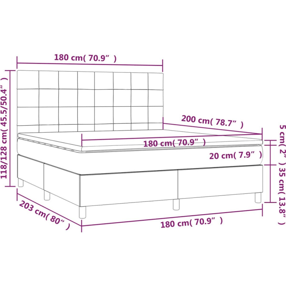 vidaXL - Boxspring - met - matras - stof - taupe - 180x200 - cm afbeelding 1