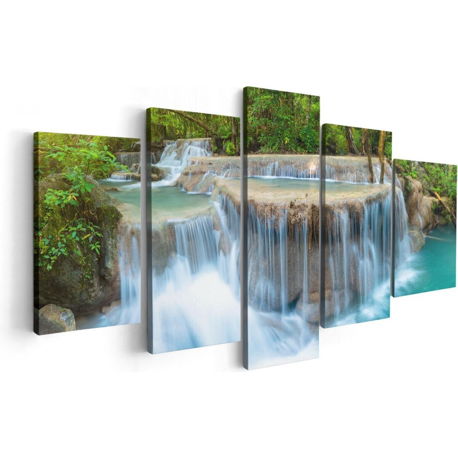 Artaza Canvas Schilderij Vijfluik Waterval In Het Bos In Thailand - 100x50 - Foto Op Canvas - Canvas Print afbeelding 1