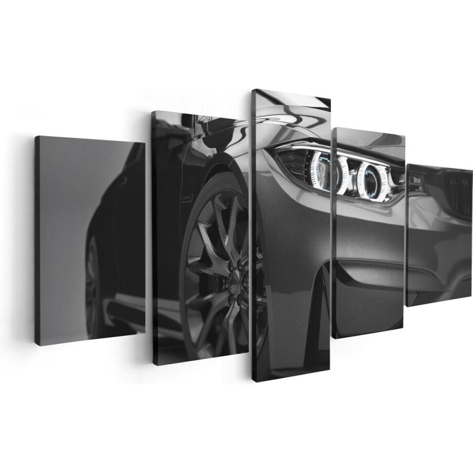 Artaza Canvas Schilderij Vijfluik Grijze Sportwagen Auto - Zwart Wit - 100x50 - Foto Op Canvas - Canvas Print Artaza Canvas Schilderij Vijfluik Grijze Sportwagen Auto - Zwart Wit - 100x50 - Foto Op Canvas - Canvas Print afbeelding 1