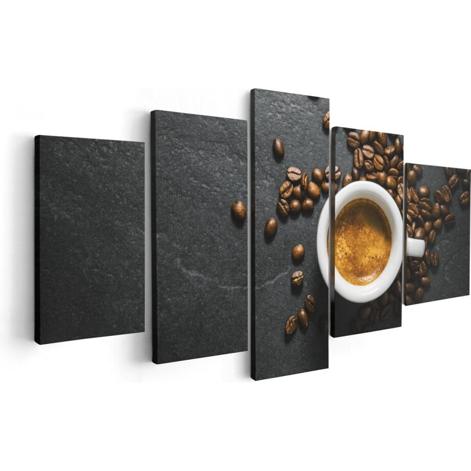 Artaza Canvas Schilderij Vijfluik Kopje Koffie Met Koffiebonen - 100x50 - Foto Op Canvas - Canvas Print Artaza Canvas Schilderij Vijfluik Kopje Koffie Met Koffiebonen - 100x50 - Foto Op Canvas - Canvas Print afbeelding 1