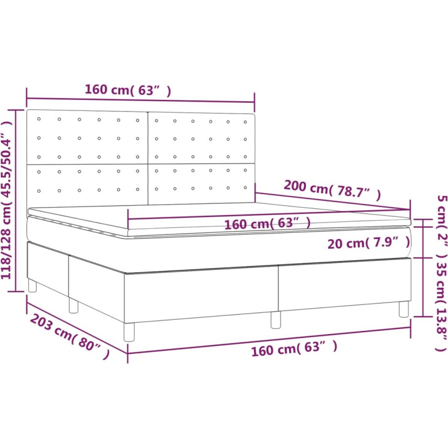 vidaXL - Boxspring - met - matras - stof - blauw - 160x200 - cm afbeelding 1