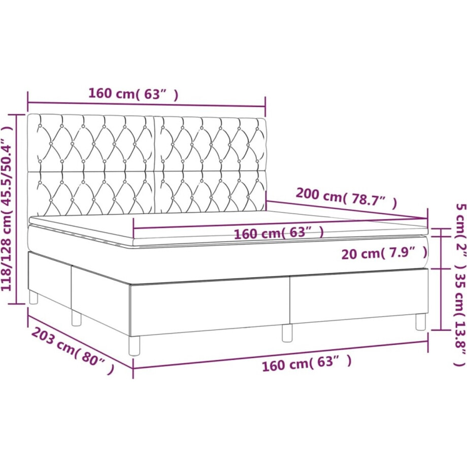 vidaXL - Boxspring - met - matras - stof - taupe - 160x200 - cm vidaXL - Boxspring - met - matras - stof - taupe - 160x200 - cm afbeelding 1