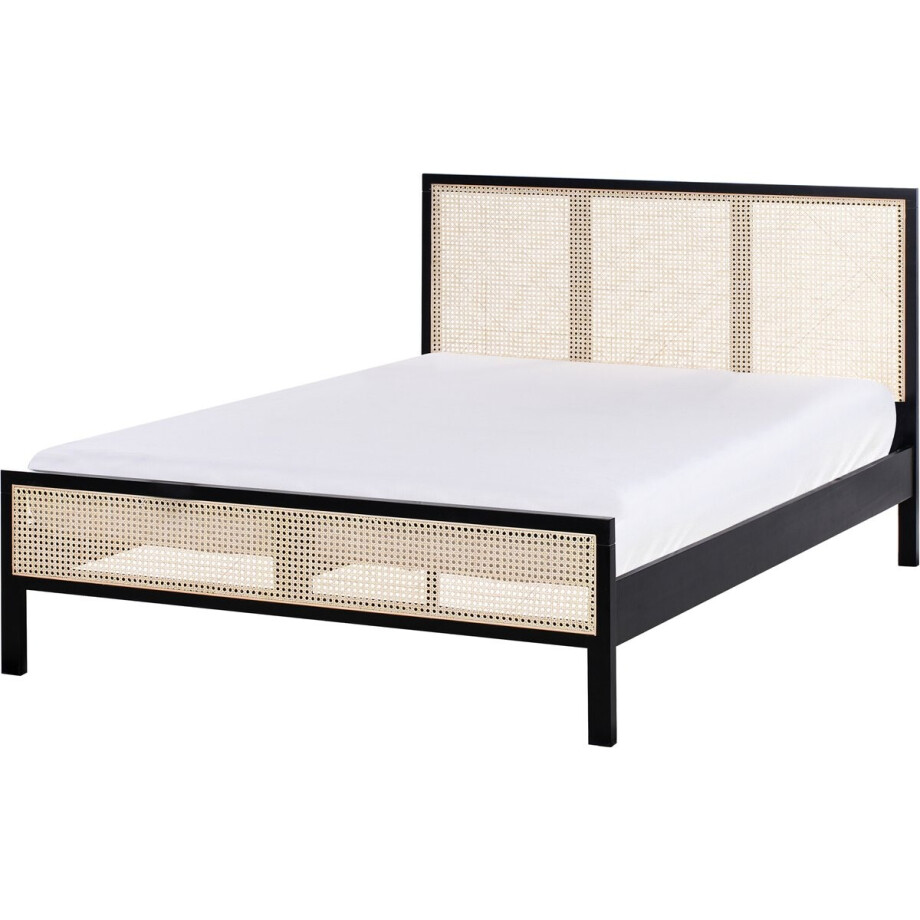 BELIANI SALERNAS - Tweepersoonsbed - Zwart - 140 x 200 cm - Dennenhout BELIANI SALERNAS - Tweepersoonsbed - Zwart - 140 x 200 cm - Dennenhout afbeelding 1