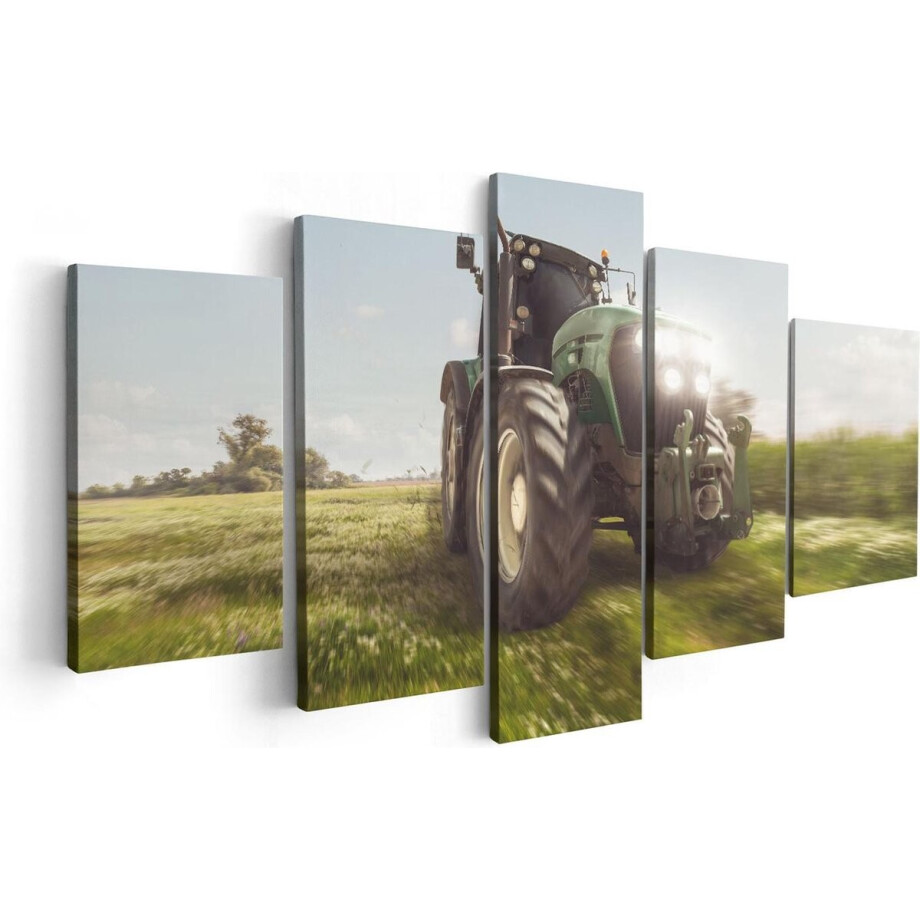 Artaza Canvas Schilderij Vijfluik Tractor op het Gras - Trekker - 100x50 - Foto Op Canvas - Canvas Print afbeelding 1