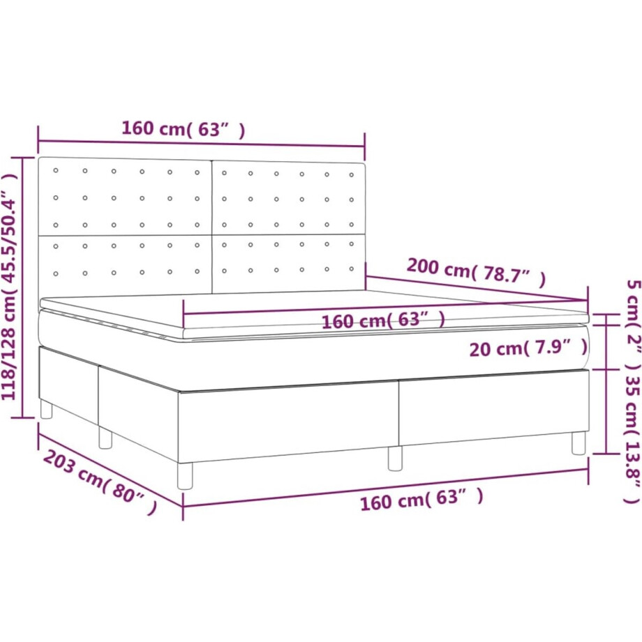 vidaXL - Boxspring - met - matras - stof - taupe - 160x200 - cm vidaXL - Boxspring - met - matras - stof - taupe - 160x200 - cm afbeelding 1