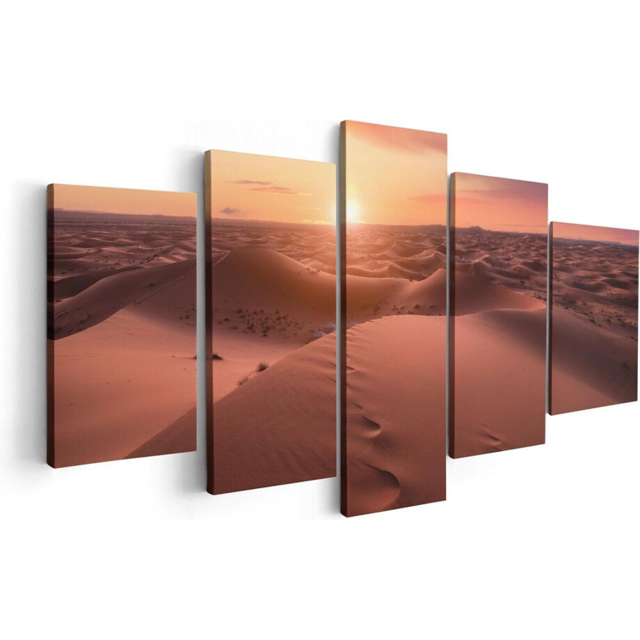 Artaza Canvas Schilderij Vijfluik Woestijn in de Sahara bij Zonsondergang - 100x50 - Foto Op Canvas - Canvas Print afbeelding 1