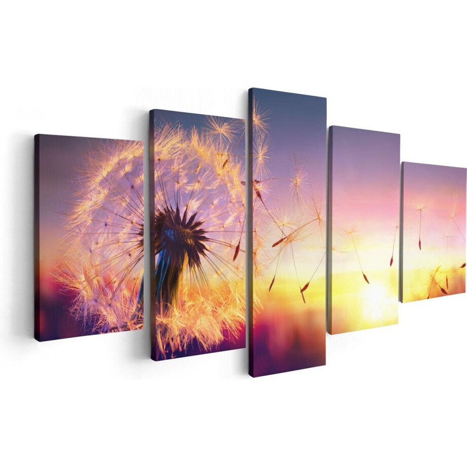 Artaza Canvas Schilderij Vijfluik Paardenbloem Tijdens Zonsondergang - 100x50 - Foto Op Canvas - Canvas Print Artaza Canvas Schilderij Vijfluik Paardenbloem Tijdens Zonsondergang - 100x50 - Foto Op Canvas - Canvas Print afbeelding 1