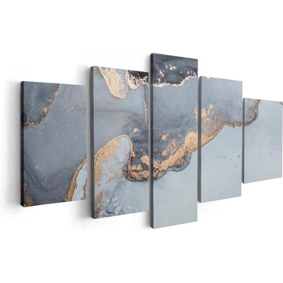 Artaza Canvas Schilderij Vijfluik Abstracte Kunst Grijs Marmer - 100x50 - Foto Op Canvas - Canvas Print afbeelding 1