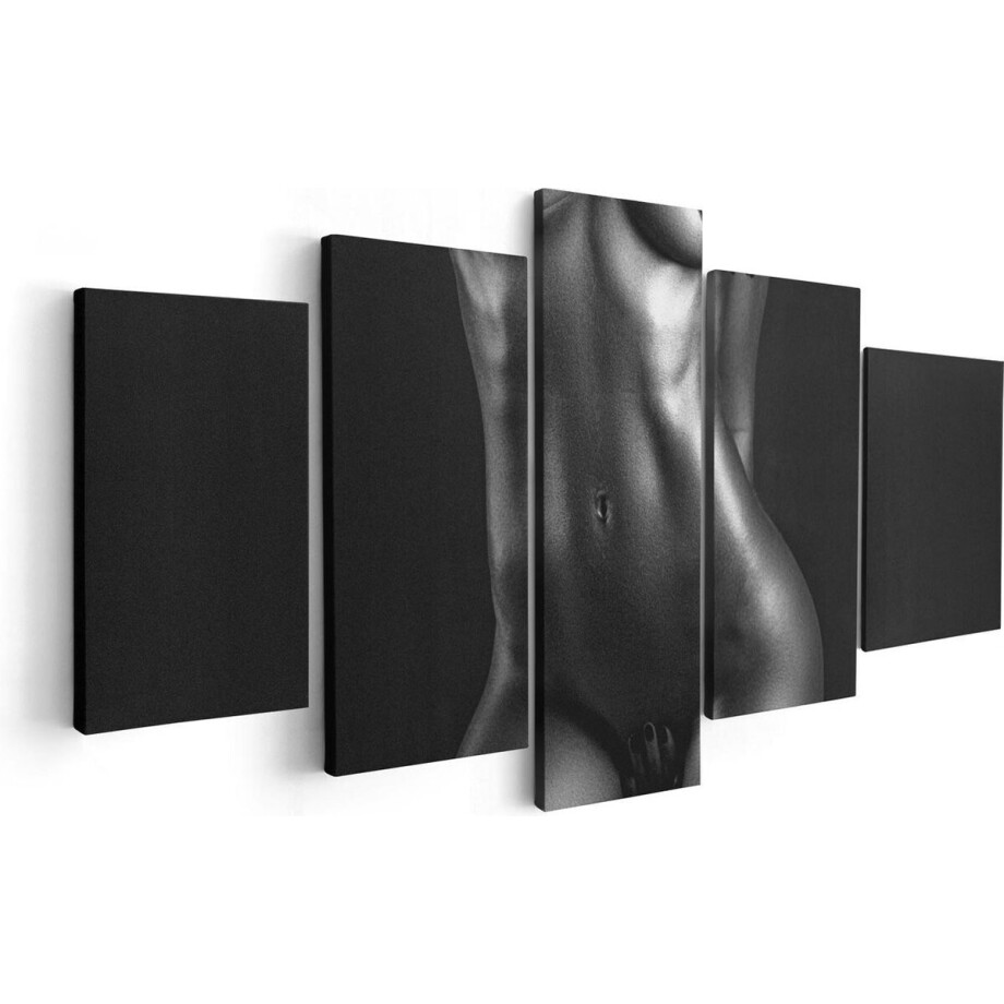 Artaza Canvas Schilderij Vijfluik Naakte Vrouwen Lichaam - Erotiek - Zwart Wit - 100x50 - Foto Op Canvas - Canvas Print afbeelding 1